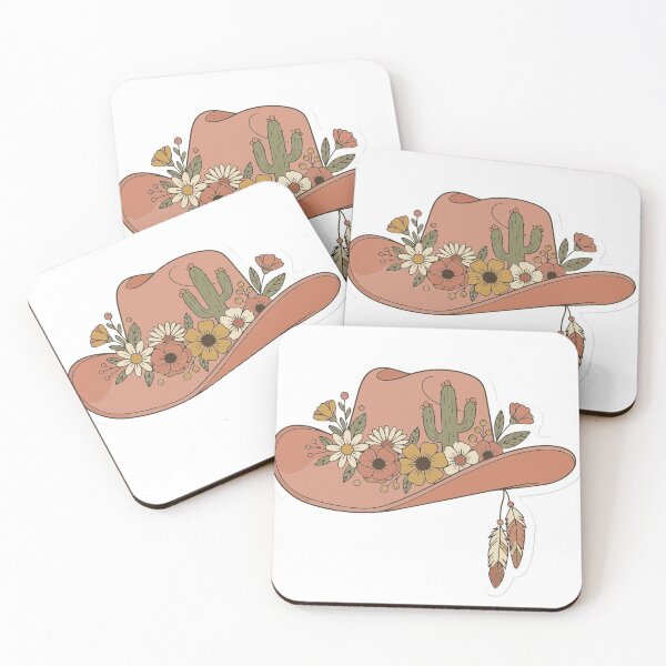 Item preview, Pink Floral Cowboy Hat Sticker - Aesthetic Western Cactus & Feathers Art designed and sold by BestChoiceService.