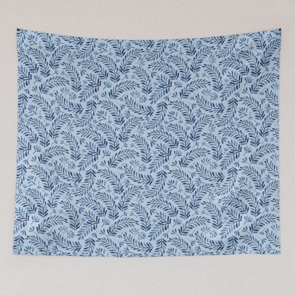 Item preview, Watercolor leaves in a soft blue and indigo designed and sold by Hanna McCown.