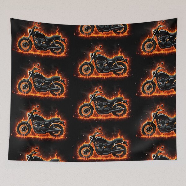 Item preview, Classic motorcycle in flames designed and sold by TheLandsOfMagic.