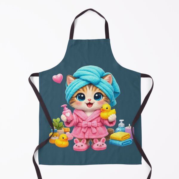 Item preview, Cute Spa Kitten Cartoon – Kawaii Cat Self Care Illustration with Bath Duck and Pink Robe designed and sold by MariMarArt.