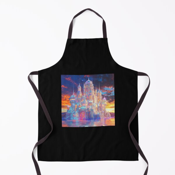 Item preview, Fantasy White Crystal Palace – Glass Castle with Water Reflections at Sunset designed and sold by EmeraldeaArt.