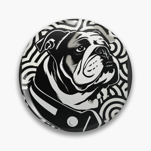 Item preview, English Bulldog black and white monochrome design designed and sold by lucyinspace.