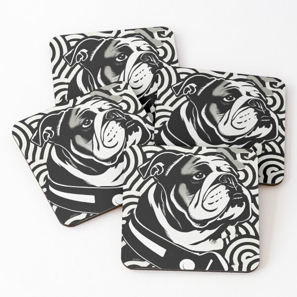 Item preview, English Bulldog black and white monochrome design designed and sold by lucyinspace.