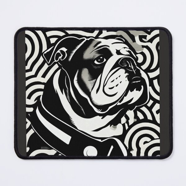Item preview, English Bulldog black and white monochrome design designed and sold by lucyinspace.