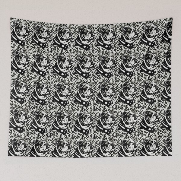Item preview, English Bulldog black and white monochrome design designed and sold by lucyinspace.