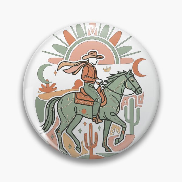 Item preview, Retro Western Cowboy Riding Horse Art - Desert Sun & Cactus Boho Illustration designed and sold by BestChoiceService.