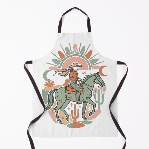 Item preview, Retro Western Cowboy Riding Horse Art - Desert Sun & Cactus Boho Illustration designed and sold by BestChoiceService.