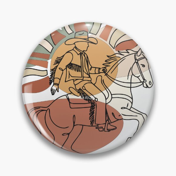 Item preview, Abstract Retro Cowboy Riding Horse Art - Terracotta Desert Sun Circle Print designed and sold by BestChoiceService.