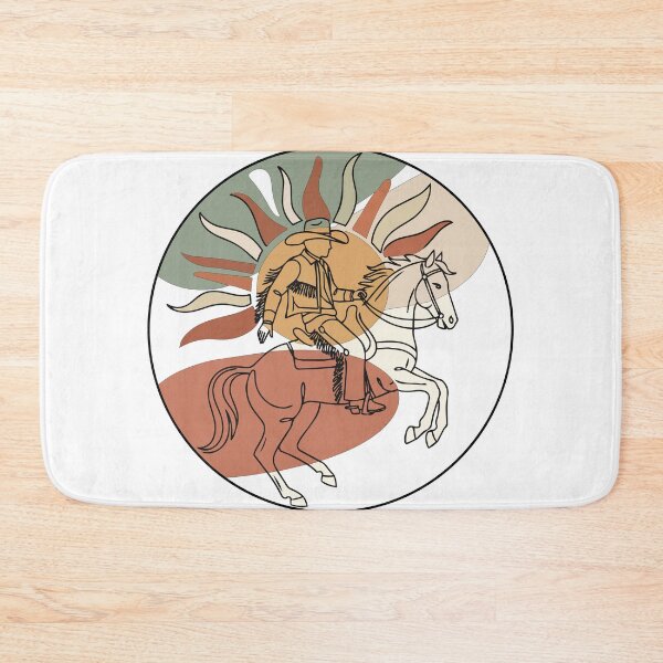 Item preview, Abstract Retro Cowboy Riding Horse Art - Terracotta Desert Sun Circle Print designed and sold by BestChoiceService.