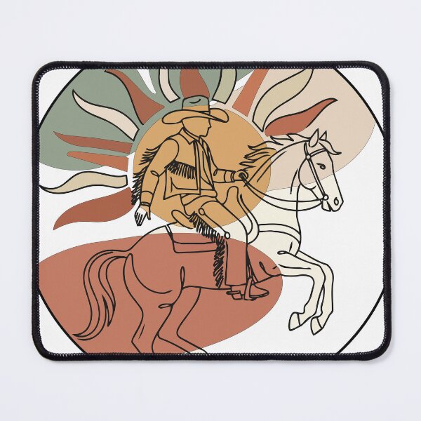 Item preview, Abstract Retro Cowboy Riding Horse Art - Terracotta Desert Sun Circle Print designed and sold by BestChoiceService.