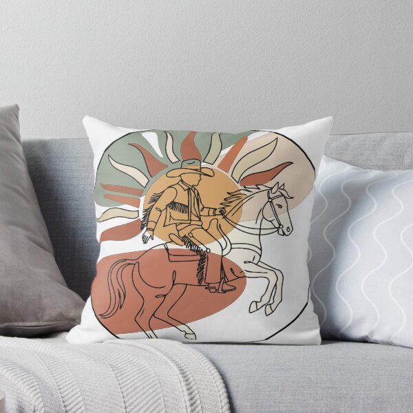 Item preview, Abstract Retro Cowboy Riding Horse Art - Terracotta Desert Sun Circle Print designed and sold by BestChoiceService.
