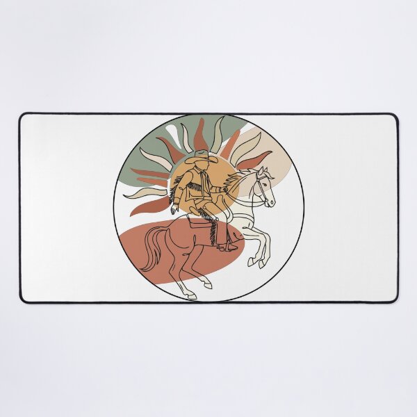 Item preview, Abstract Retro Cowboy Riding Horse Art - Terracotta Desert Sun Circle Print designed and sold by BestChoiceService.