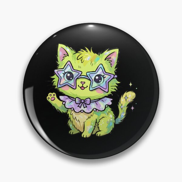 Item preview, Shimmering Star-Eyed Lime Feline designed and sold by Emegan Print Art.