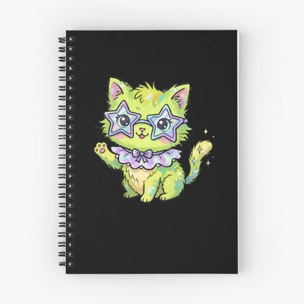 Item preview, Shimmering Star-Eyed Lime Feline designed and sold by Emegan Print Art.