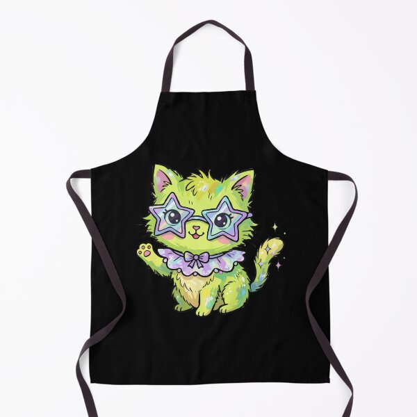Item preview, Shimmering Star-Eyed Lime Feline designed and sold by Emegan Print Art.