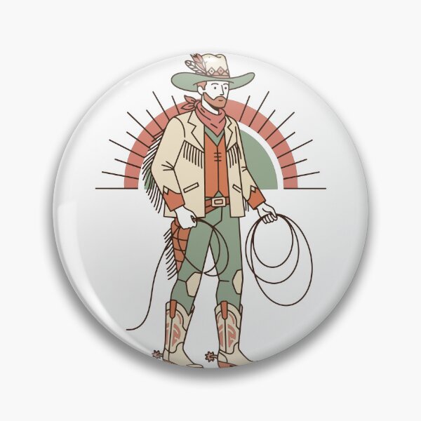 Item preview, Retro Western Cowboy Illustration - Vintage Lasso Rodeo Man Terracotta Art designed and sold by BestChoiceService.