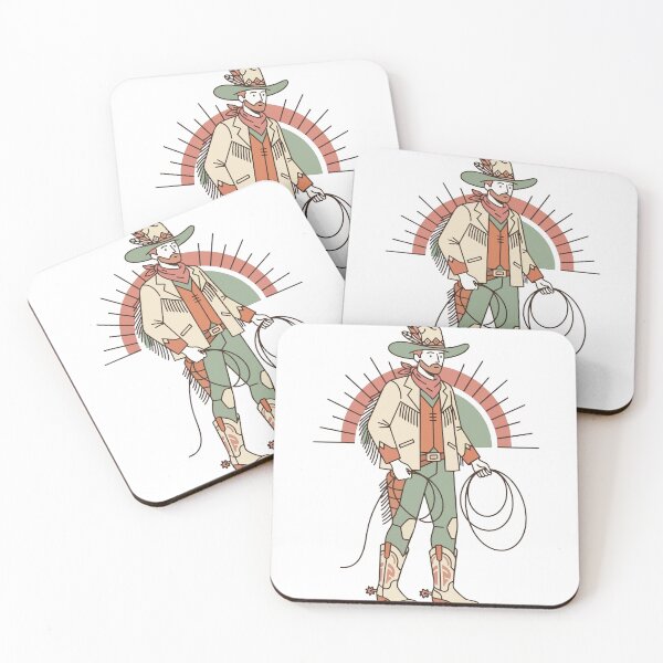Item preview, Retro Western Cowboy Illustration - Vintage Lasso Rodeo Man Terracotta Art designed and sold by BestChoiceService.