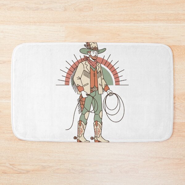 Item preview, Retro Western Cowboy Illustration - Vintage Lasso Rodeo Man Terracotta Art designed and sold by BestChoiceService.