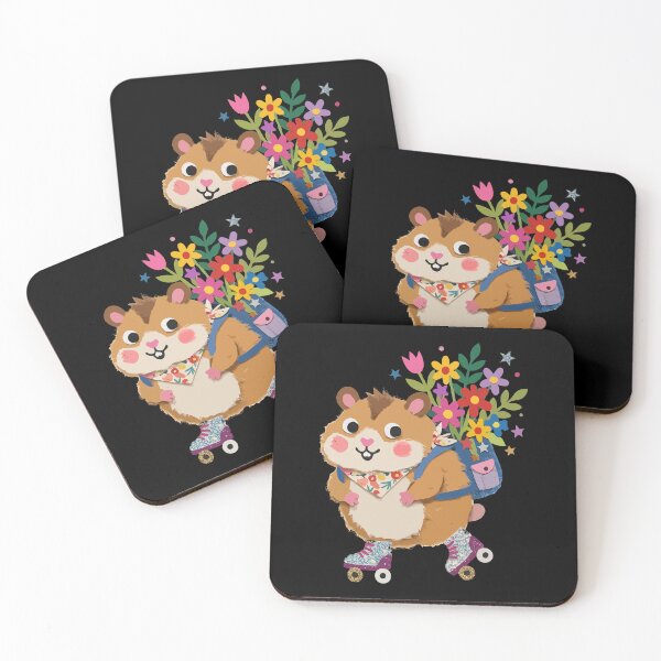 Item preview, Skating Rodent with Floral Satchel designed and sold by Emegan Print Art.