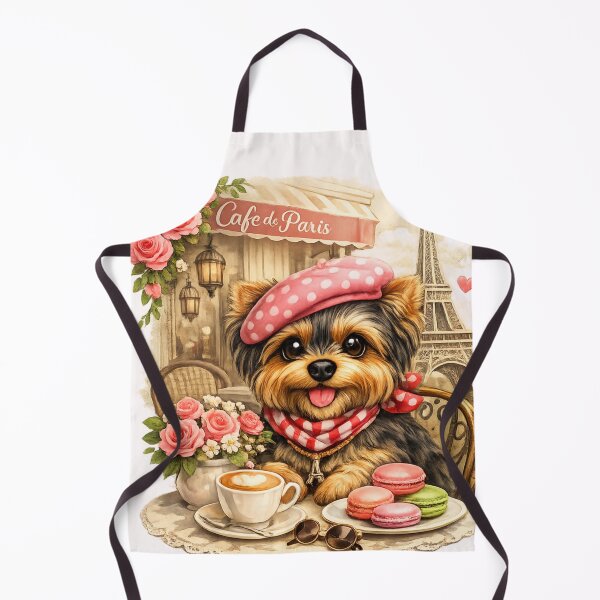 Item preview, Parisian Yorkie Café – Vintage French Chic Dog Art designed and sold by Yorkie Magic Studio .