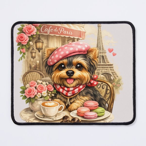 Item preview, Parisian Yorkie Café – Vintage French Chic Dog Art designed and sold by Yorkie Magic Studio .