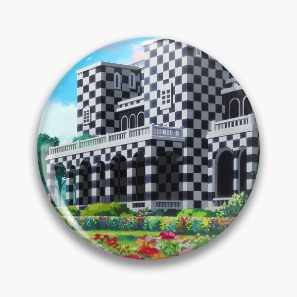 Item preview, Checkered Black and White Fantasy Palace – Surreal Castle with Blooming Garden designed and sold by EmeraldeaArt.