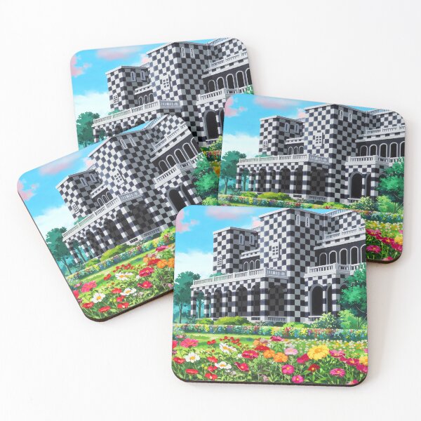Item preview, Checkered Black and White Fantasy Palace – Surreal Castle with Blooming Garden designed and sold by EmeraldeaArt.