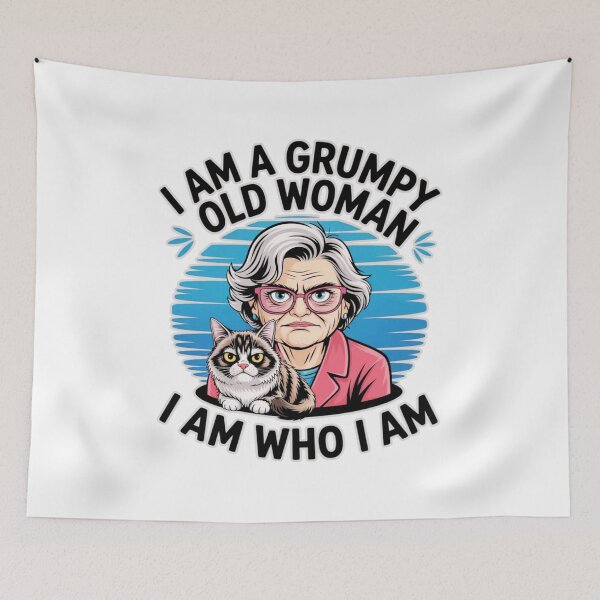 Item preview, Grumpy Old Woman T-Shirt – Funny Cat Attitude Design designed and sold by MerchlyMike.