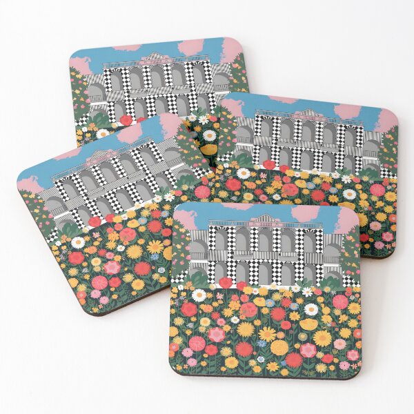 Item preview, Checkered Palace Front – Blooming Garden Flat Style Illustration designed and sold by EmeraldeaArt.