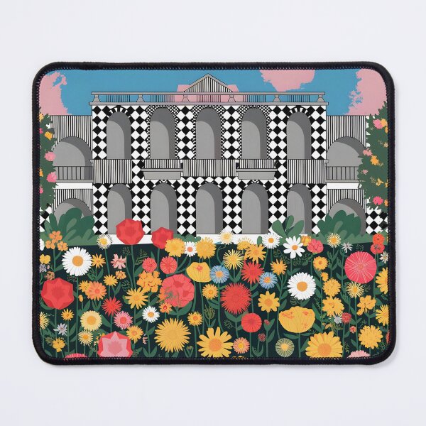 Item preview, Checkered Palace Front – Blooming Garden Flat Style Illustration designed and sold by EmeraldeaArt.