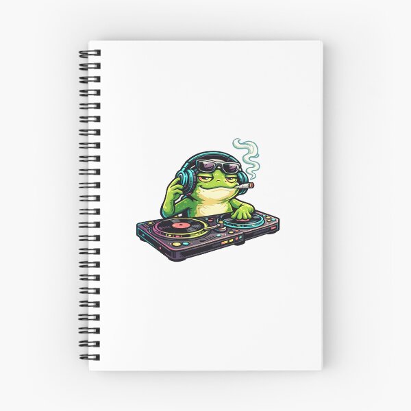 Item preview, Cool Chill Rave Frog DJ with Headphones Spinning Vinyl Records – Bold Neon Cartoon Illustration designed and sold by OnPointOutfits.