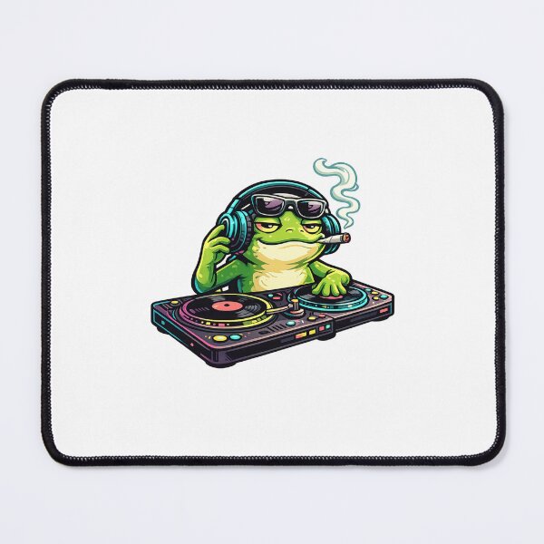 Item preview, Cool Chill Rave Frog DJ with Headphones Spinning Vinyl Records – Bold Neon Cartoon Illustration designed and sold by OnPointOutfits.