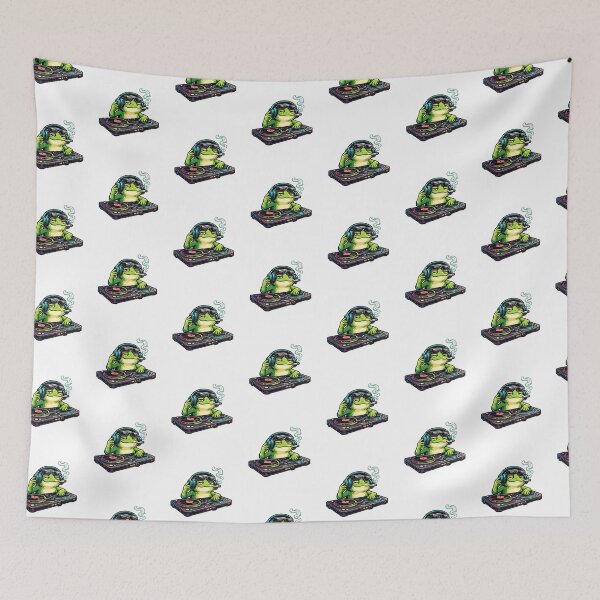 Item preview, Cool Chill Rave Frog DJ with Headphones Spinning Vinyl Records – Bold Neon Cartoon Illustration designed and sold by OnPointOutfits.