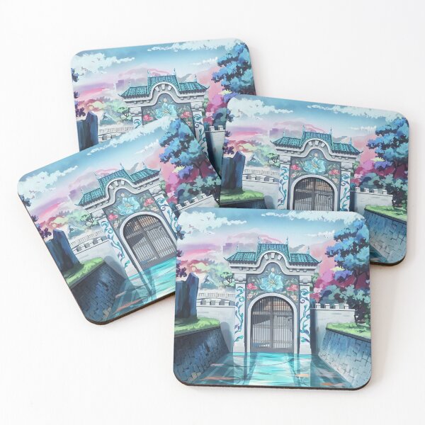 Item preview, Floral Fantasy Castle Gate – Light Blue Reflections on Enchanted Palace Entrance designed and sold by EmeraldeaArt.