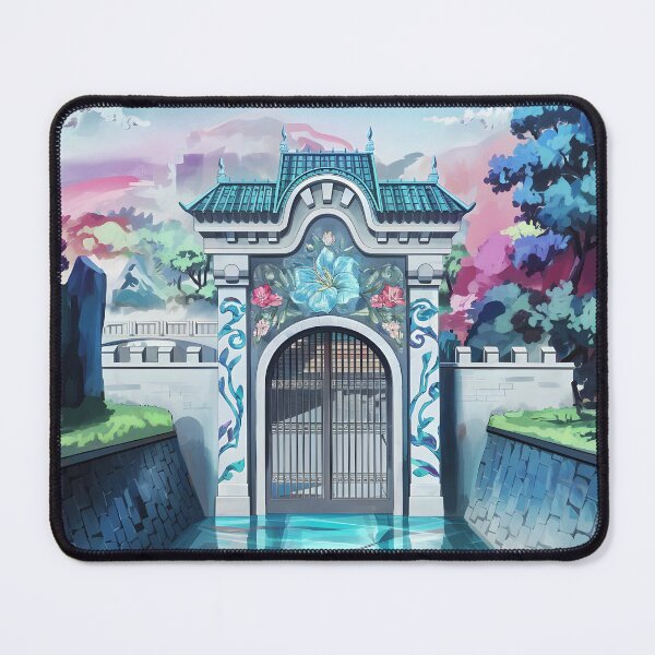 Item preview, Floral Fantasy Castle Gate – Light Blue Reflections on Enchanted Palace Entrance designed and sold by EmeraldeaArt.