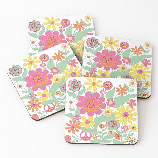 Item preview, Psychedelic 70s Flower Power Art - Groovy Peace Sign & Floral Decor designed and sold by BestChoiceService.
