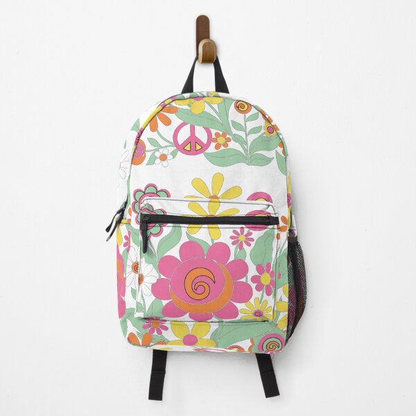 Item preview, Psychedelic 70s Flower Power Art - Groovy Peace Sign & Floral Decor designed and sold by BestChoiceService.