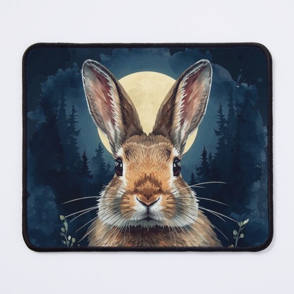 Item preview, Mystical Moon Rabbit Watercolor Forest Animal Art designed and sold by Biedroneczka.