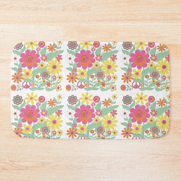 Item preview, Psychedelic 70s Flower Power Art - Groovy Peace Sign & Floral Decor designed and sold by BestChoiceService.