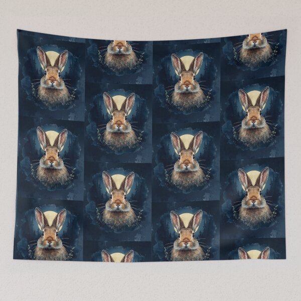 Item preview, Mystical Moon Rabbit Watercolor Forest Animal Art designed and sold by Biedroneczka.