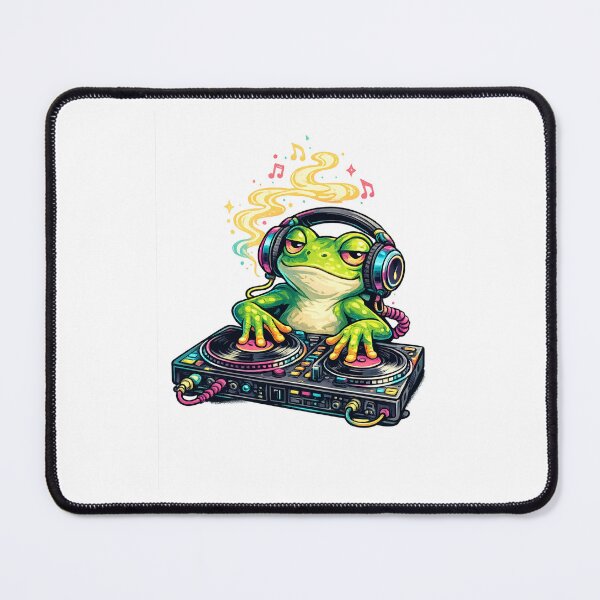Item preview, Cool Frog DJ with Headphones Spinning Vinyl Records designed and sold by OnPointOutfits.