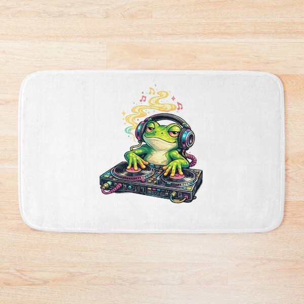 Item preview, Cool Frog DJ with Headphones Spinning Vinyl Records designed and sold by OnPointOutfits.