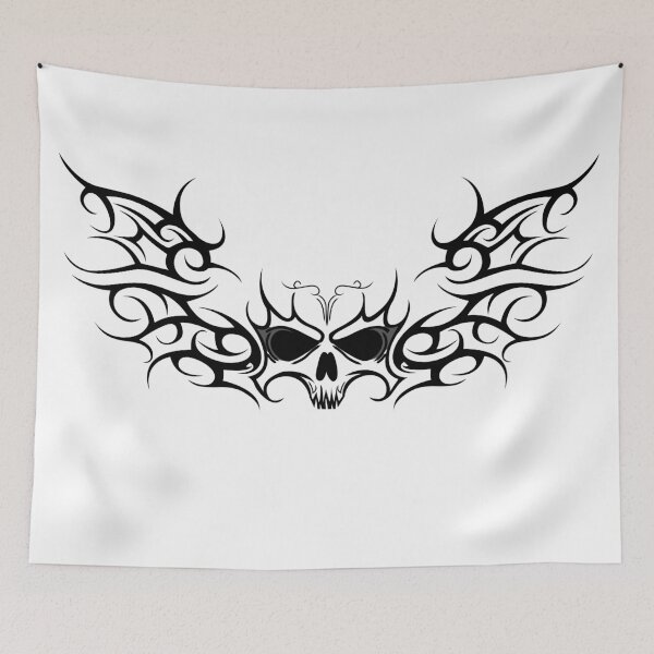 Item preview, Skull silhouette with wings. Tribal cybergoth designed and sold by Tribalgothss.