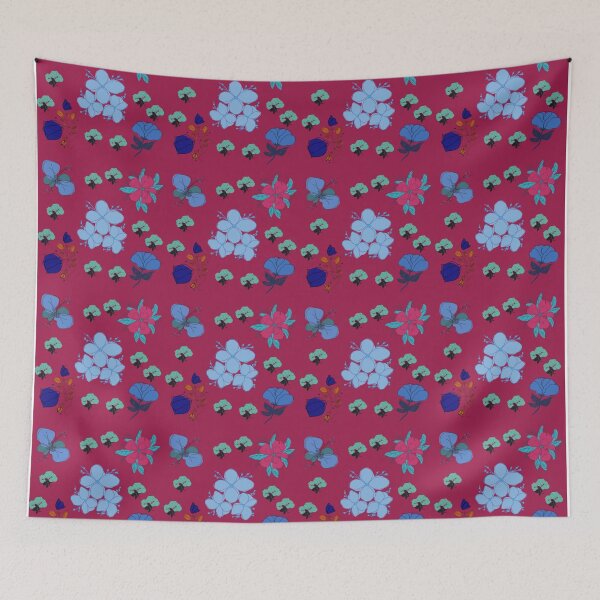 Item preview, Boho Blue and Maroon Floral Seamless Pattern designed and sold by FMSeamlessArt.