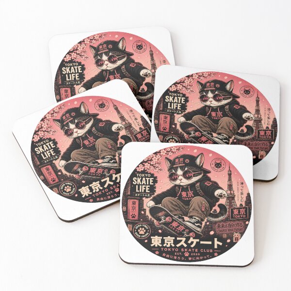 Item preview, Tokyo Skate Cat Japanese Anime Streetwear Kawaii Skateboard Tokyo Aesthetic designed and sold by Digital Culture Studio.