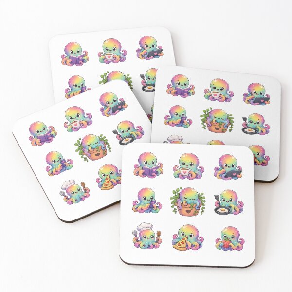 Item preview, Kawaii rainbow octopus pack designed and sold by BritishDelights.