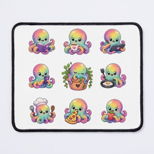 Item preview, Kawaii rainbow octopus pack designed and sold by BritishDelights.