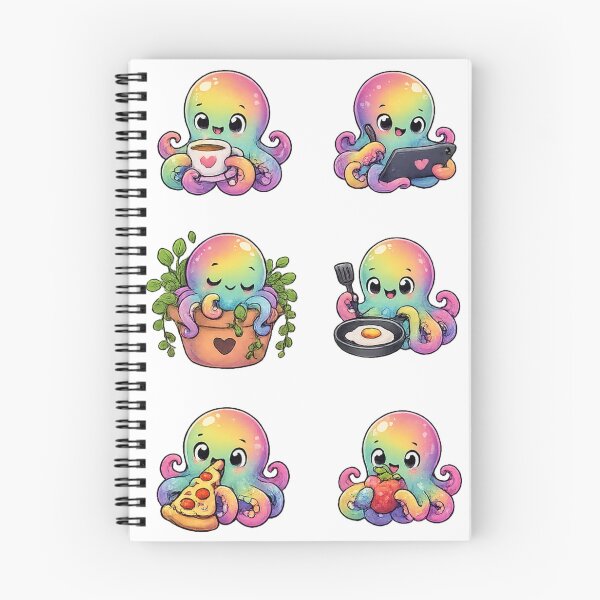 Item preview, Kawaii rainbow octopus pack designed and sold by BritishDelights.