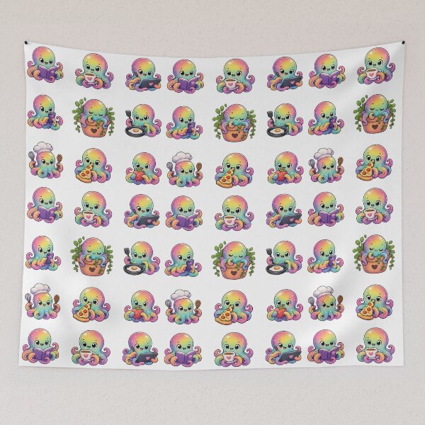 Item preview, Kawaii rainbow octopus pack designed and sold by BritishDelights.