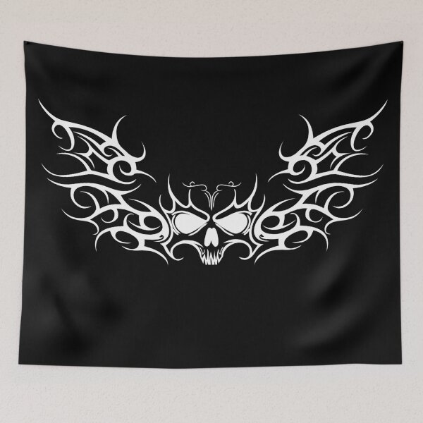 Item preview, Skull silhouette with wings. Tribal cybergoth designed and sold by Tribalgothss.